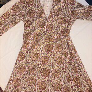 NWOT Spartina 449 Alisa Wrap Dress - Pepper Hall Batik Size Medium Fall Colors